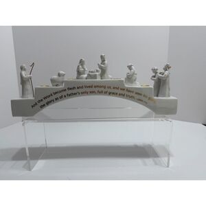 Vintage Abbey Press Advent Nativity Sandstone Holiday Candle Holder EUC